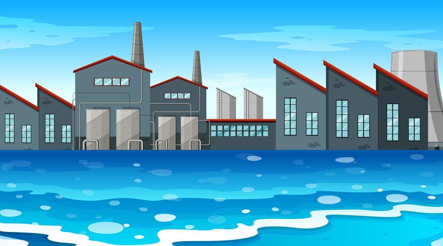 An urban factory scene on waterfront  vector