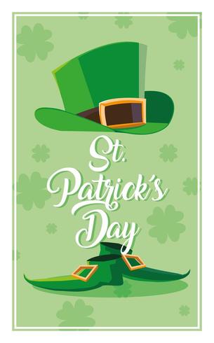 st patrick day with leprechaun hat and boots vector