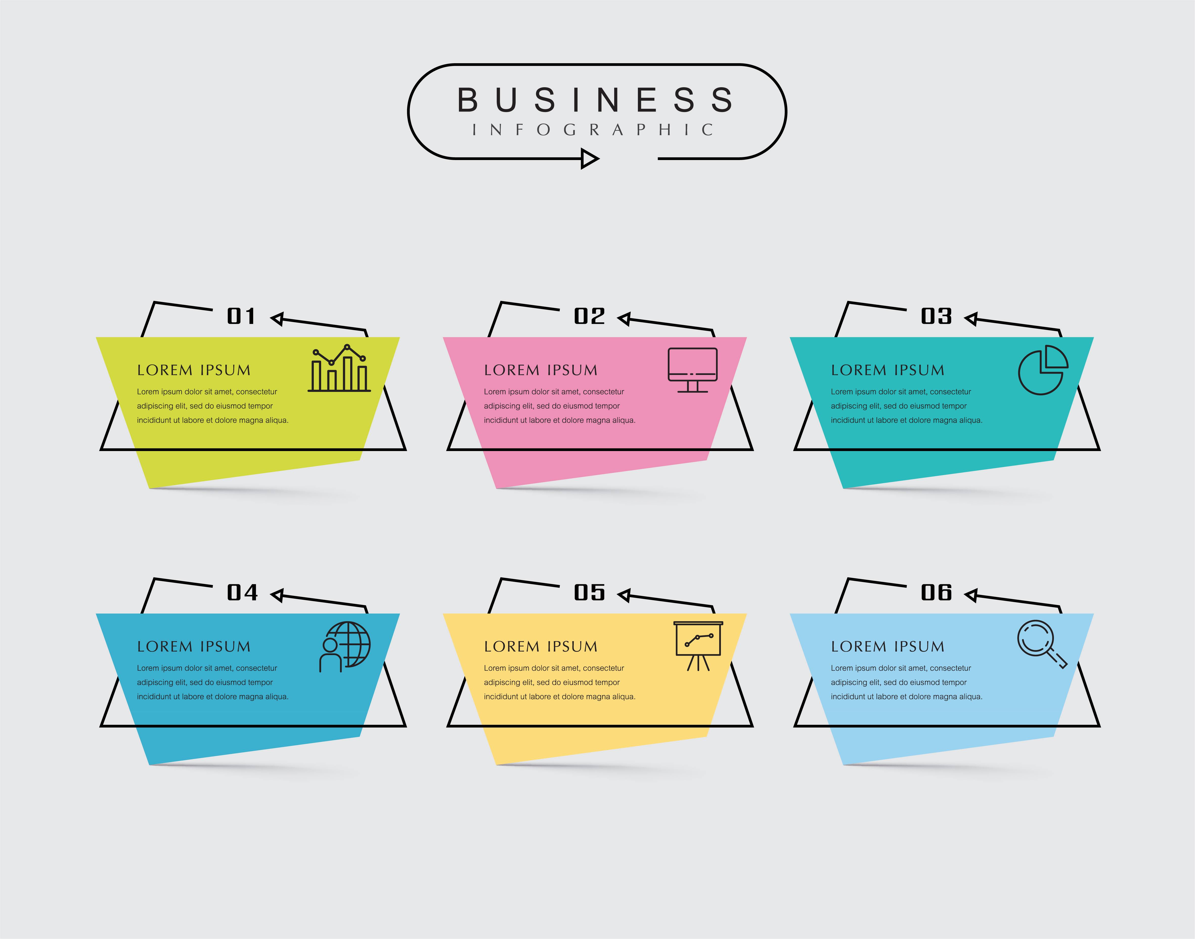 Thin Line Flat Elements For Infographic With 6 Options Or Steps 668543