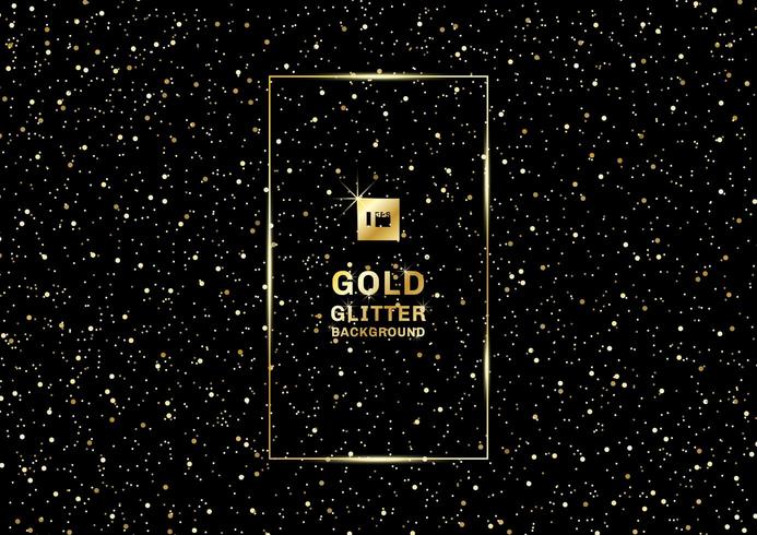 Gold glitter on a black background and texture vector