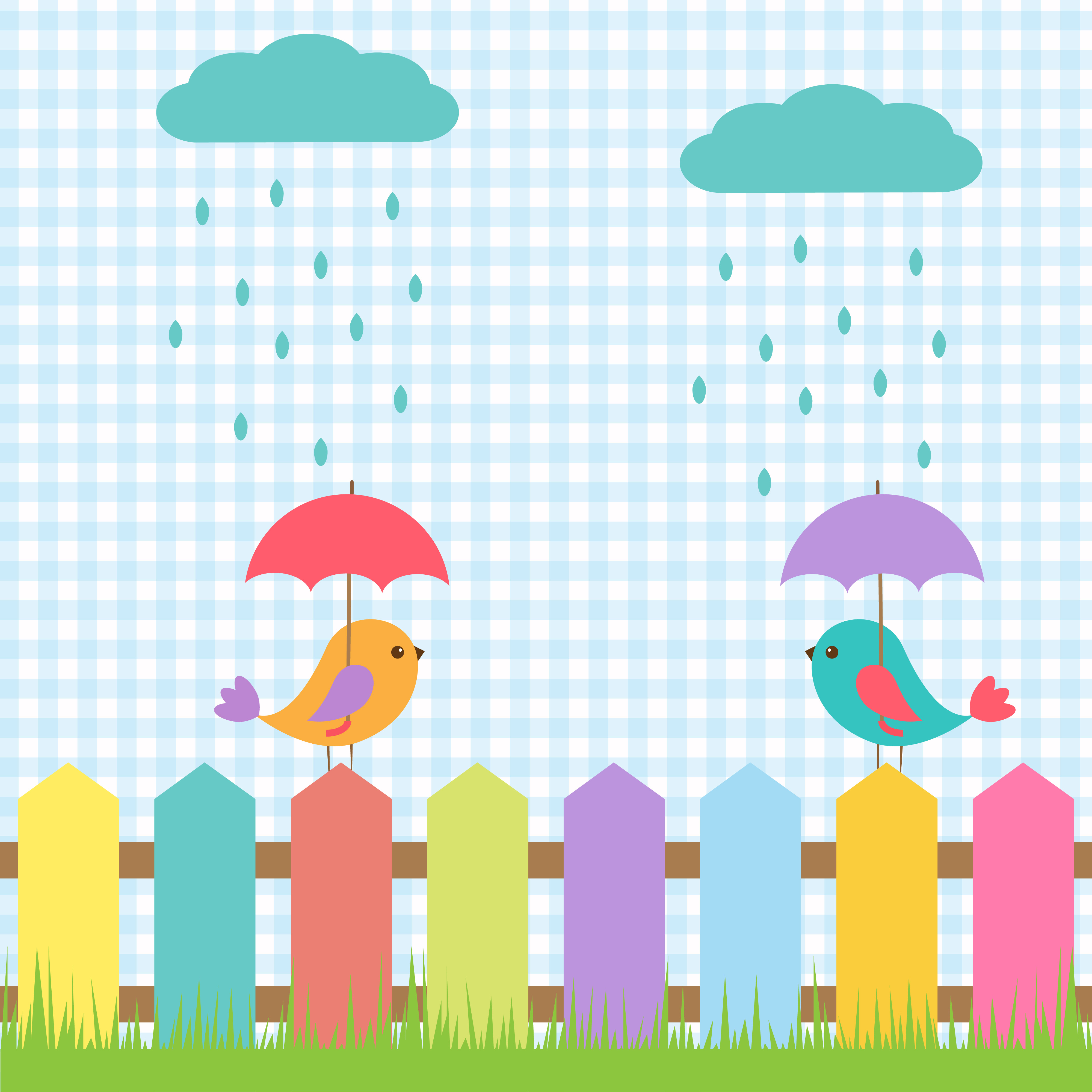 Background with birds under umbrellas 668690 Vector Art at Vecteezy
