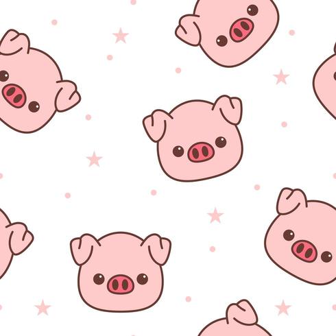 Pig face cartoon seamless pattern vector