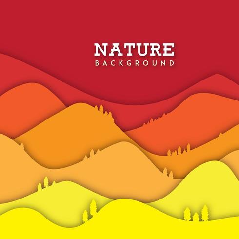 Fondo de naturaleza con efecto de corte de papel vector