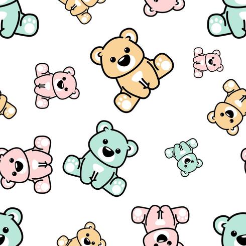 Cute colorful  bears sitting seamless pattern vector