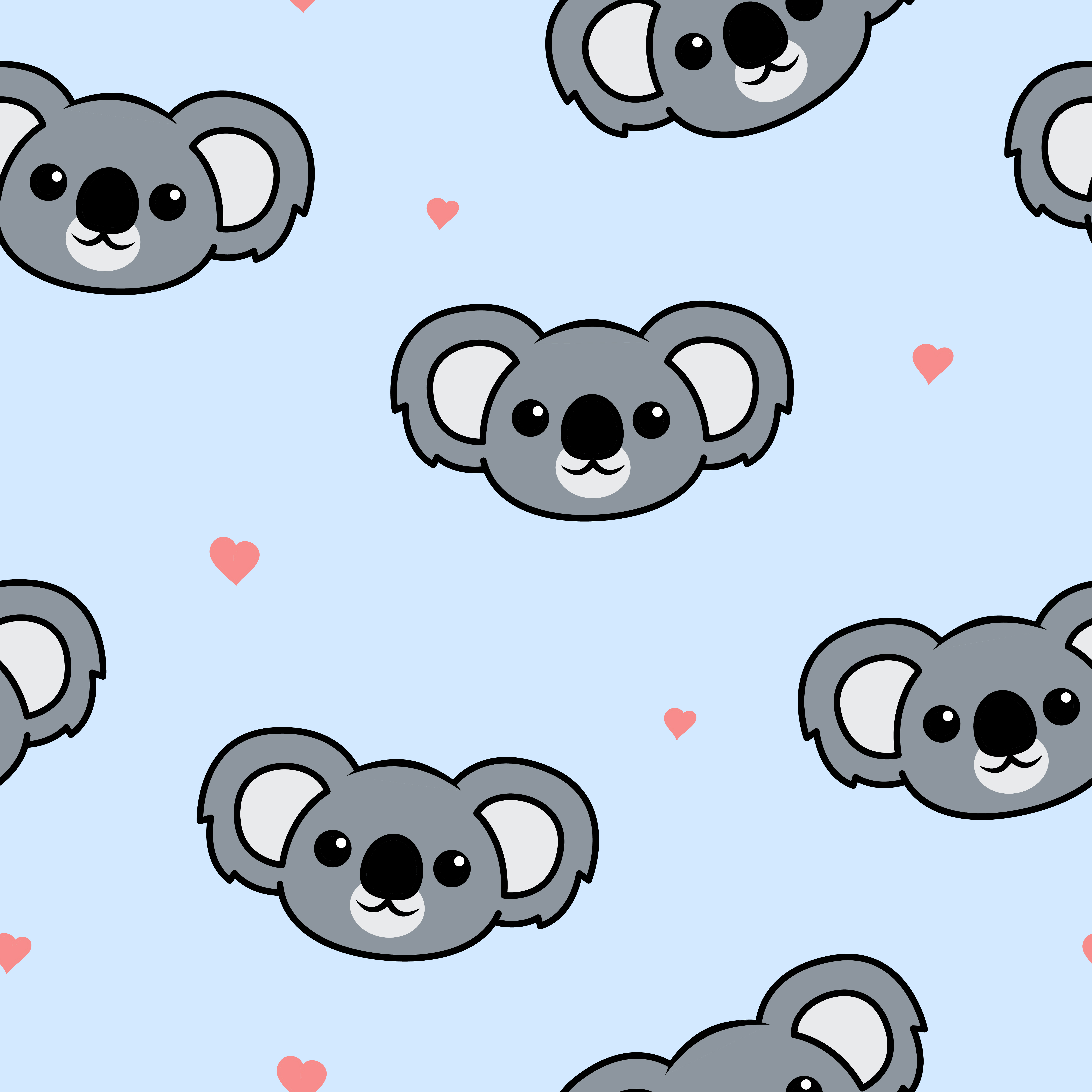 Cute koala face cartoon seamless pattern 668755 Vector Art at Vecteezy
