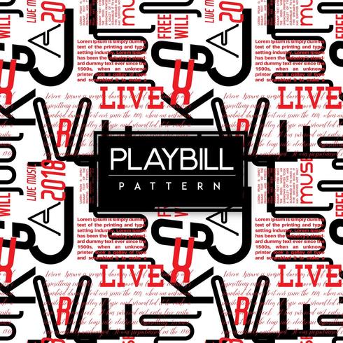 Black and White Playbill Text Seamless Pattern Background vector