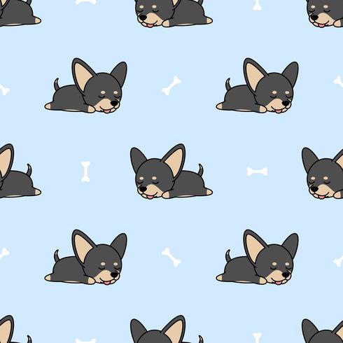Cute chihuahua dog sleeping seamless pattern vector