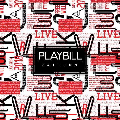 Black and White Playbill Text Seamless Pattern Background vector