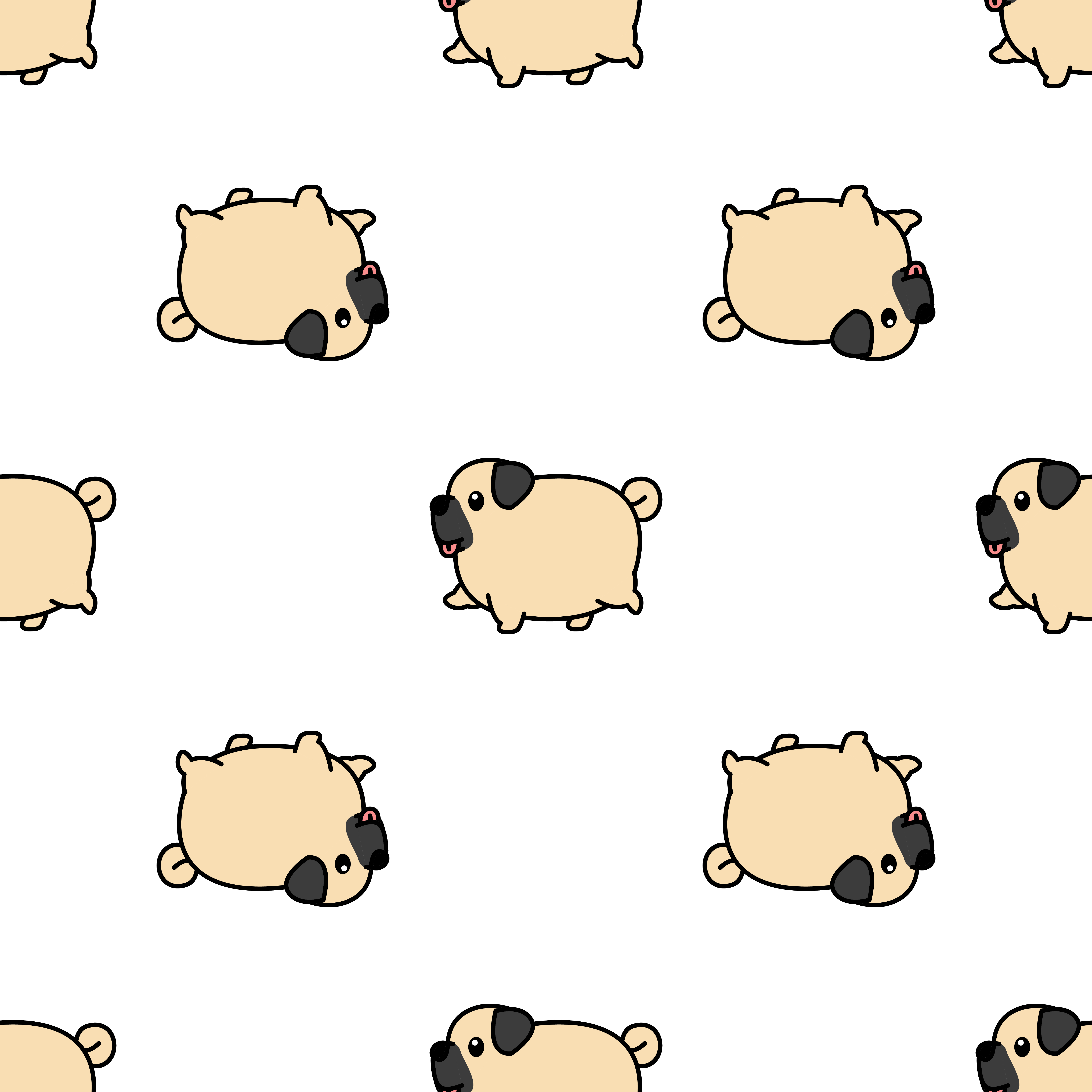 Cute fat pug dog walking cartoon seamless pattern 668849 Vector Art at  Vecteezy