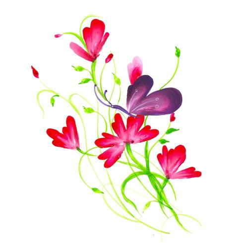 Beautiful WatercolorPink and Red Floral Arrangement vector