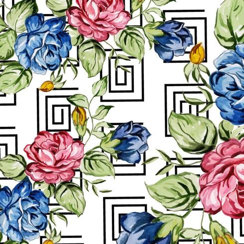 Fondo floral acuarela Memphis vector