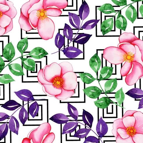 Watercolor Memphis Floral Background  vector