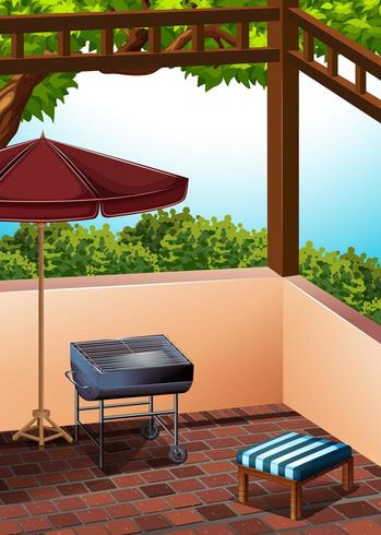 Barbecue area on the terrace vector