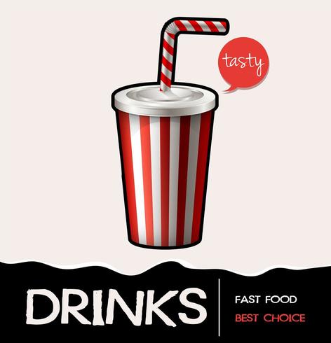 Fast food soft drink in cup poster vector