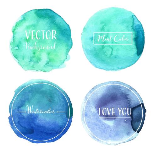 Mint Pastel Watercolor Circle Set  vector