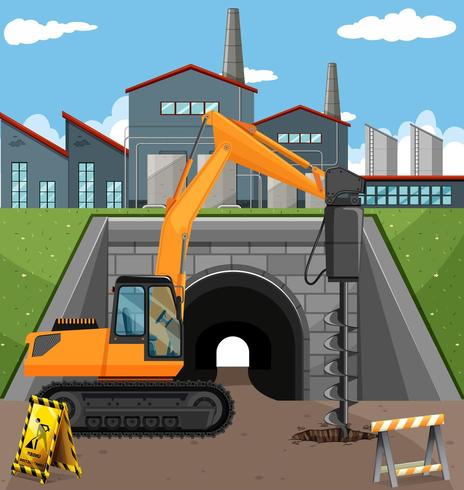 Road construction scene with driller vector