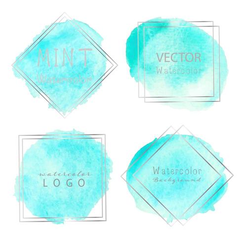 Blue Watercolor Pastel Frame Set vector