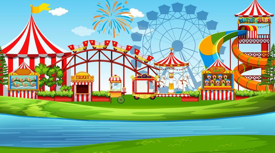 An amusement park scene vector