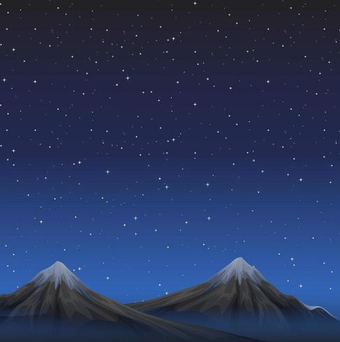 Scene with mountains at night under starry sky  vector