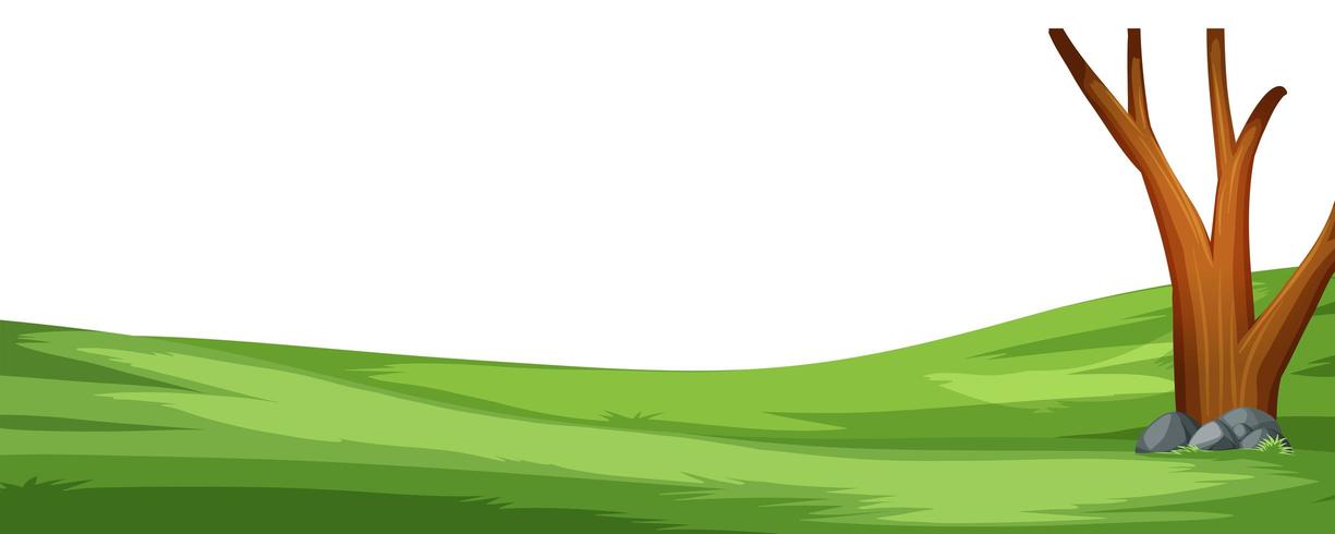 A simple cartoon field and tree scene  vector