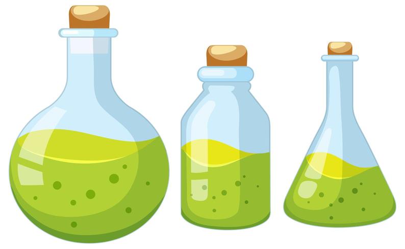 Conjunto de botellas de laboratorio. vector