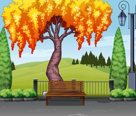 Escena de la naturaleza con el árbol en el parque vector