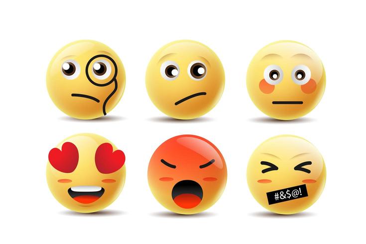 Emoji sintiendo caras vector