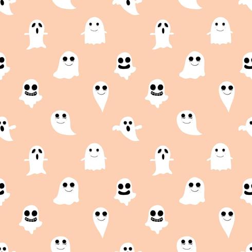 Orange Ghost and Ghoul Seamless Background vector