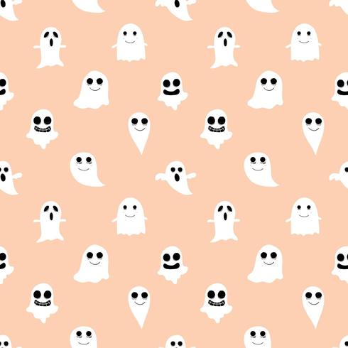 Orange Ghost and Ghoul Seamless Background vector