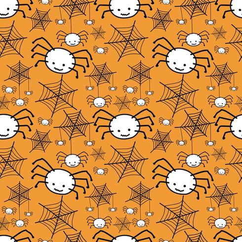Halloween Orange Spider Seamless Pattern  vector