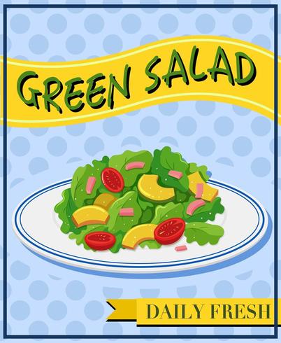 Green salad on menu poster vector