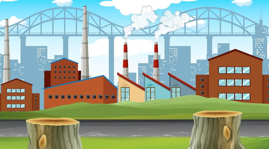 Factory  with city background  vector