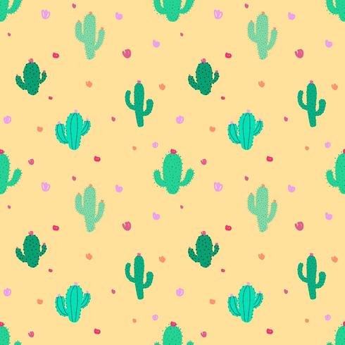 Fiesta Cactus Cute Seamless Pattern  vector