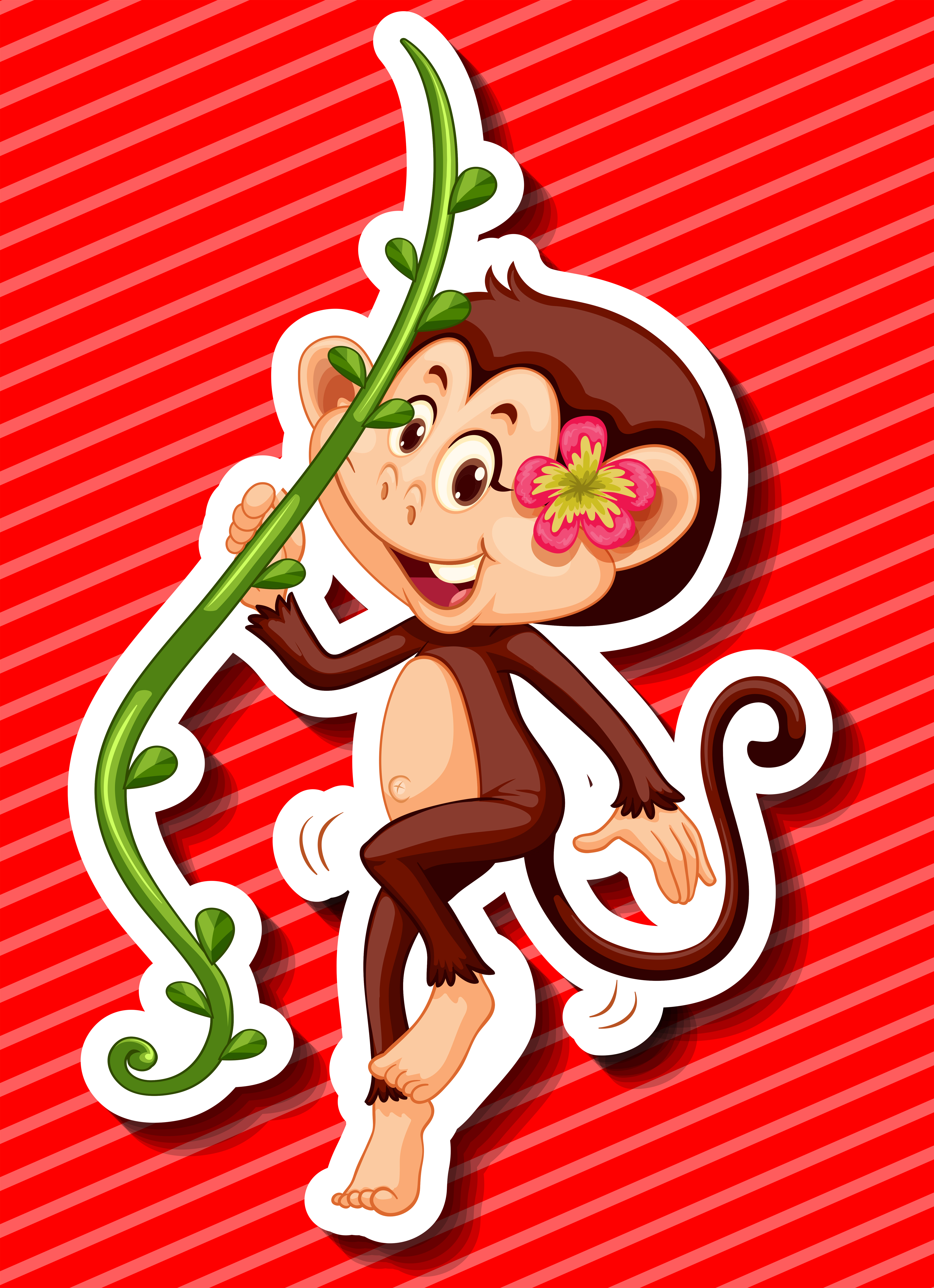 Monkey with flower hanging on the vine - Download Free ...
