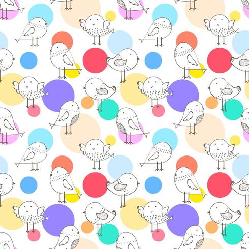 Cute Modern Dot Bird Seamless Pattern Background vector