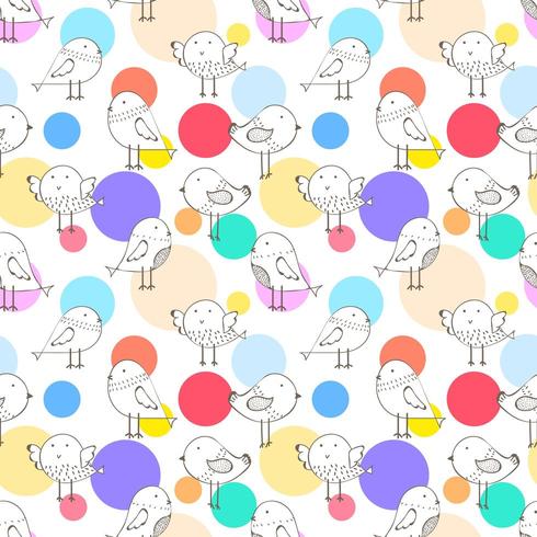 Cute Modern Dot Bird Seamless Pattern Background vector