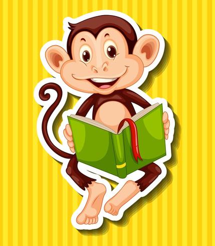 Little monkey reading storybook vector