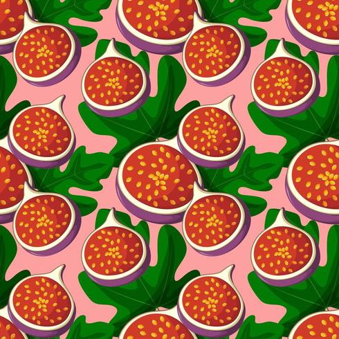 Date fruits figs with green leaves seamleass pattern vector