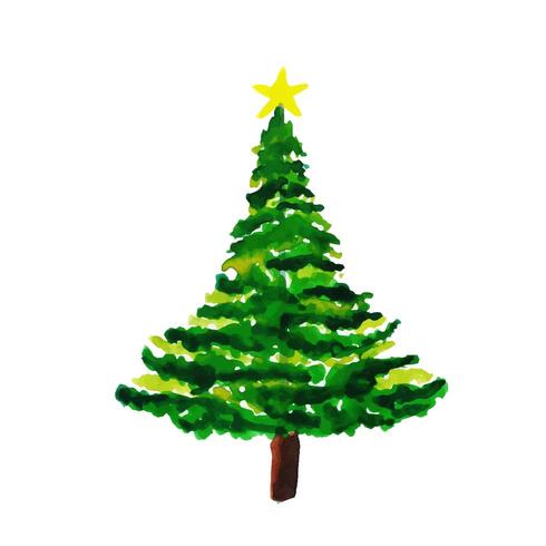 Hand Drawn Watercolor Christmas Tree vector