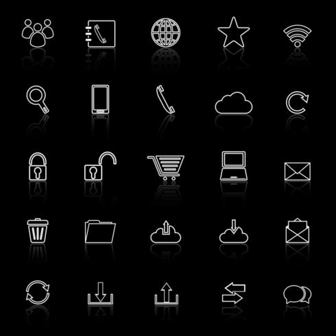 Iconos de línea de comunicación con reflejo vector