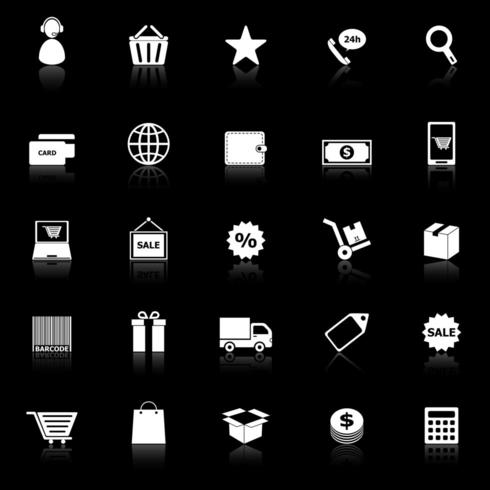 Iconos de comercio electrónico con reflejo vector