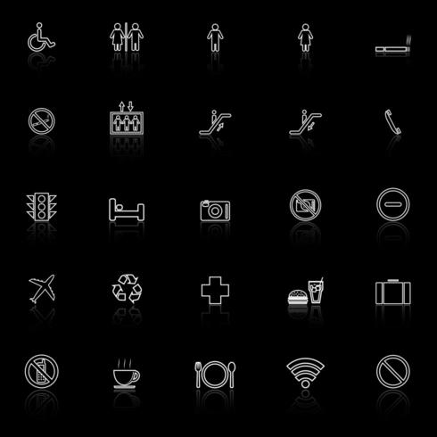 Public line icons with reflection vector