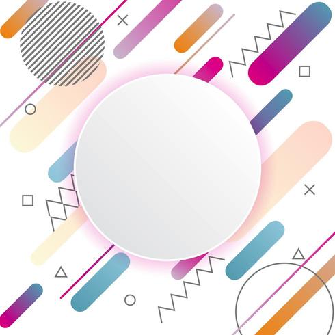Memphis pattern on white background with circle sticker vector