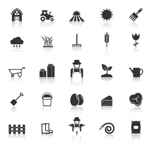 Farming icons with reflection vector