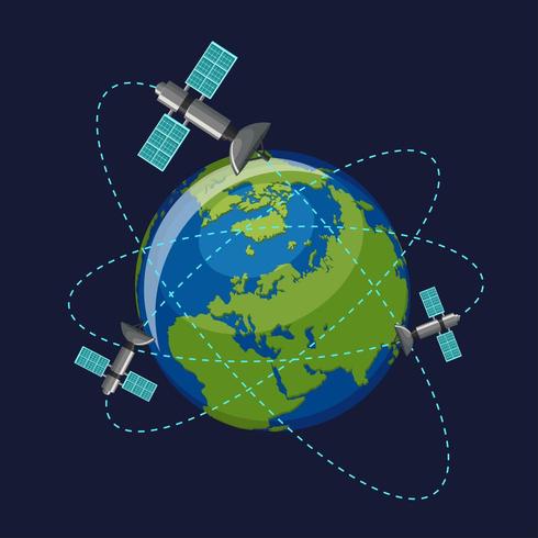 Satellites orbiting the planet Earth  vector