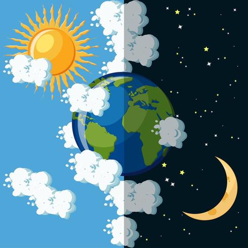 Day and night on the planet Earth  vector