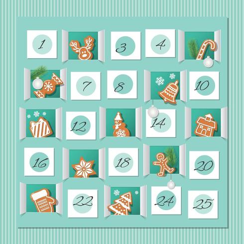 Countdown to Christmas Gingerbread Calendar  vector