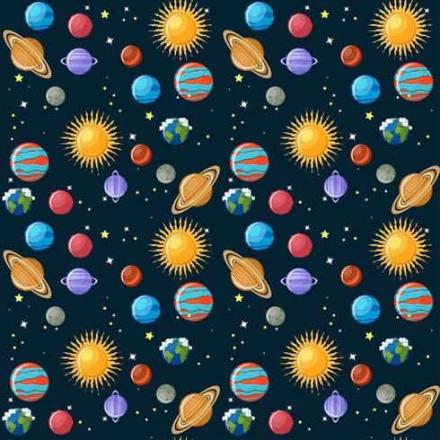 Planets seamless pattern vector