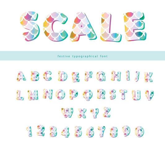 Mermaid Scale Trendy Font Set vector