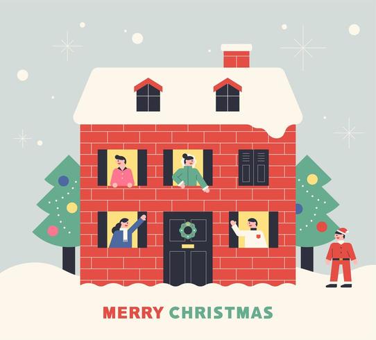 People greeting at Christmas Time vector